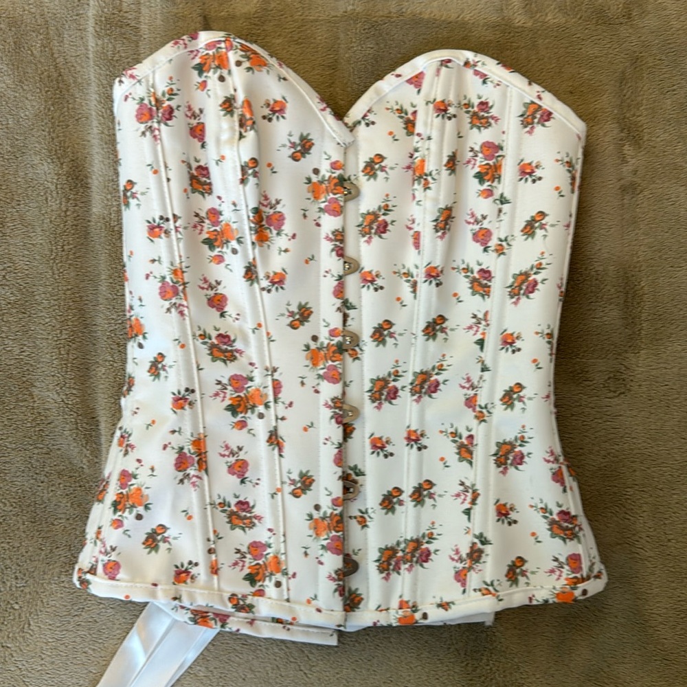 Floral Corset with Metal Boning